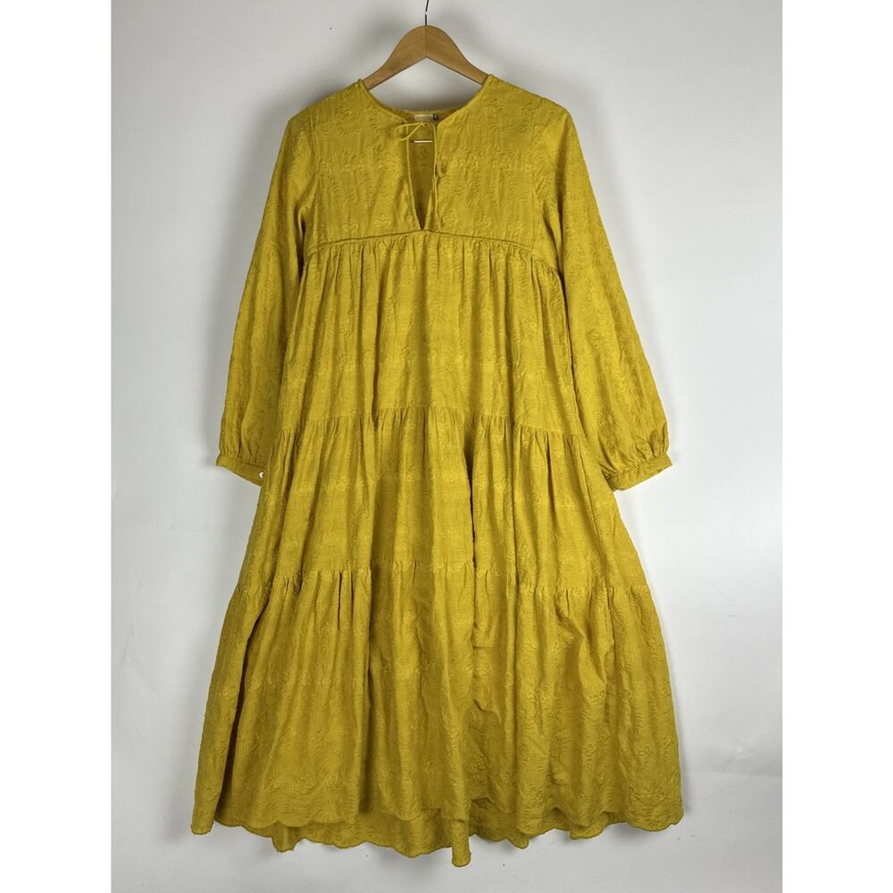 Matta Golden Mustard Tiered Midi Dress